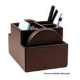 Chocolate Brown Leather Multi-Purpose Desk Supply Organizer